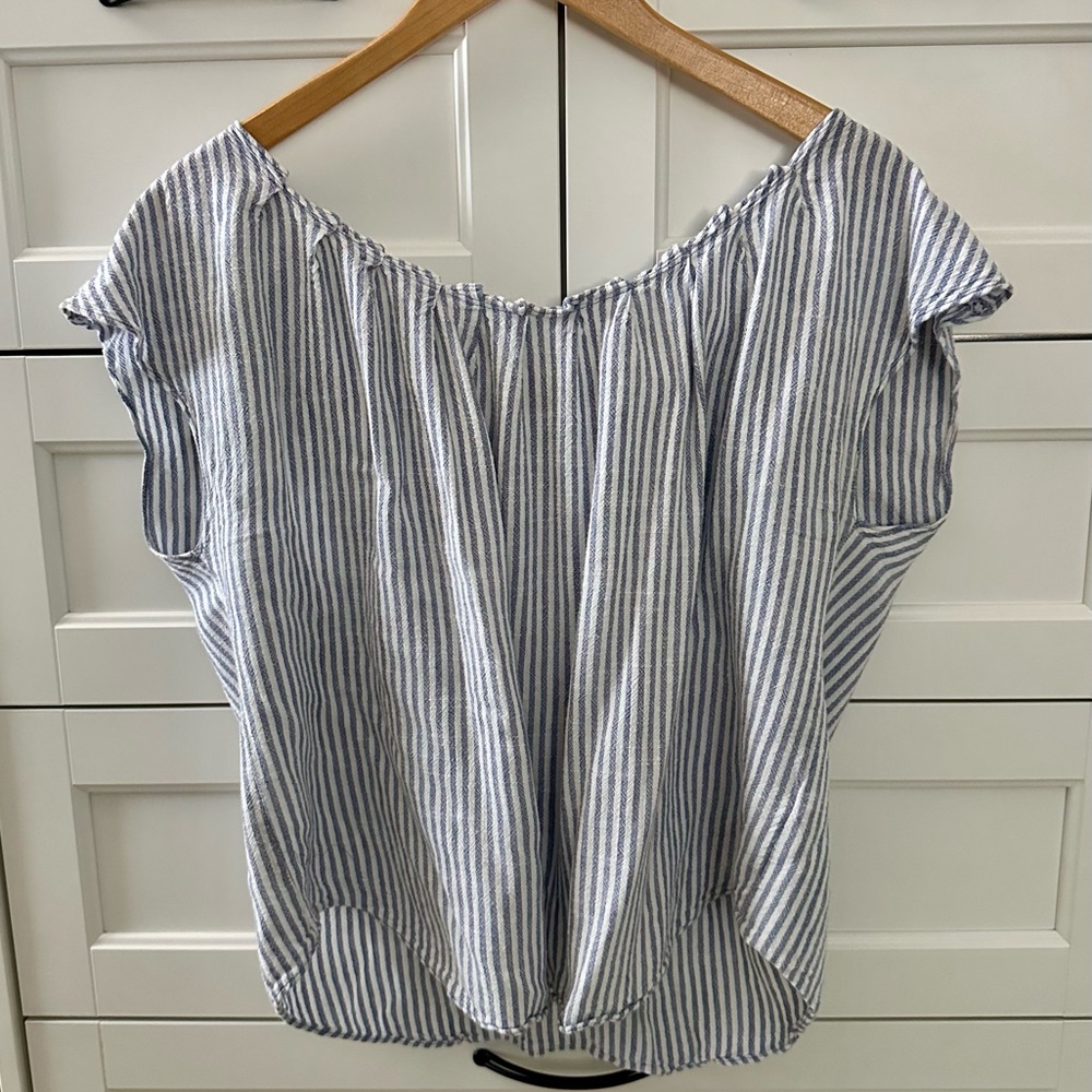 LC Lauren Conrad Blue and White Striped Blouse